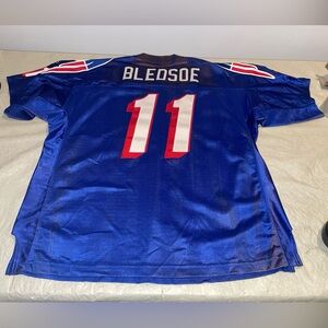 Nwt Authentic Starter Drew Bledsoe Jersey Patriots Men 52 NFL Sewn Blue Read Des